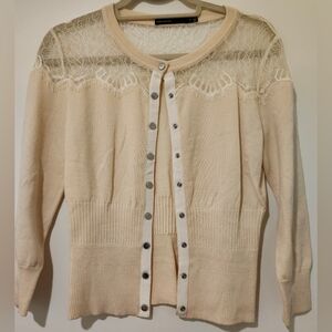 Karen Millen Wool Knit Lace Cardigan Size 3